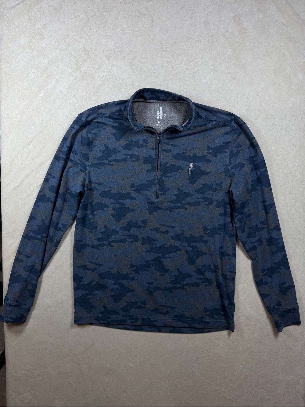 Johnnie-o Size Small Performance Camo Navy Blue Camouflage Quarter-Zip Sweater